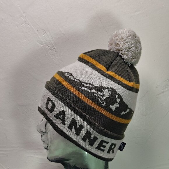 Danner Boots Pom Beanie Hat Green Winter Cuff Knit - Picture 4 of 10